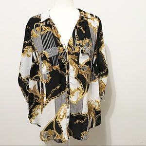 Torrid Gold Chain Long Sleeves Button Up Shirt